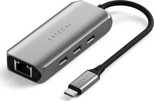 Satechi 4-In-1 USB-C Hub With 2.5 Gigabit Ethernet USB hub - 3 ports - Grå