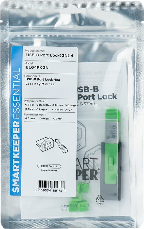 Direktronik Smartkeeper Usb-b Port Blocker, 1 X Nøgle / 4 X Låse, Grøn