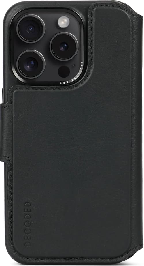 Decoded Leather Detachable Wallet Iphone 15 Pro Musta