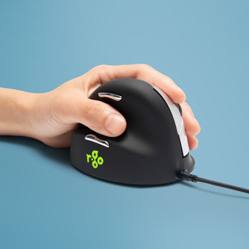 R-Go Tools R-Go HE Mouse Vertical Mouse Medium Left - Ergonomisk mus - 5 knapper - Sølv