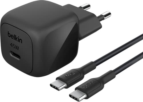 Belkin 45w Usb Pd Compact Wall Charger + Usb-c Cable 1m Sort billede