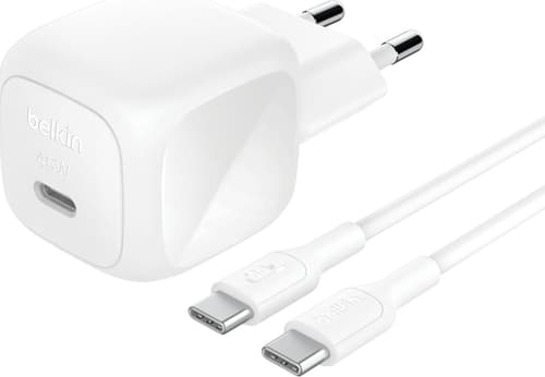 Belkin BoostCharge power adapter - compact - 24 pin USB-C - 45 Watt - with USB-C cable (1m)