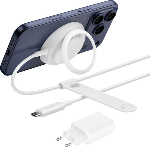 Belkin Ultracharge Magnetic Pad Qi2 25w With Kickstand 2m Hvid