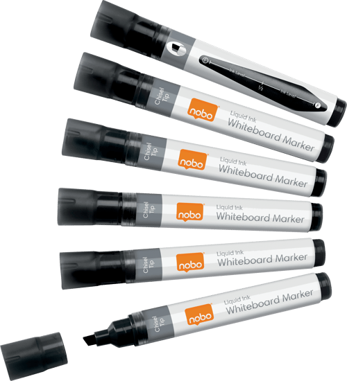 Nobo Penner Flydende Blæk Mejselspids 4mm Sort 10stk - Whiteboard billede