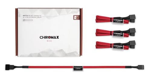Noctua NA-SEC1 chromax.red - Förlängningsströmkabel till fläkt - 4-stifts PWM (hona) till 4-stifts PWM (hane) - 30 cm - röd