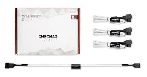 Noctua NA-SEC1 chromax.white - Förlängningsströmkabel till fläkt - 4-stifts PWM (hona) till 4-stifts PWM (hane) - 30 cm - vit