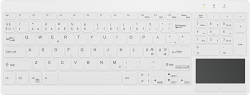 Cherry Medical AK-C7412F - keyboard - compact compact - with touchpad - QWERTY - Pan Nordic - white Input Device - Tastatur - Nordisk - Hvid