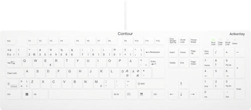 Contour Design Active Key Quickclean Medical Removable Cover Kabel Nordisk Tangentbord