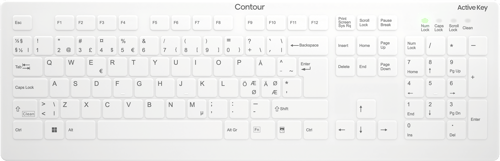 Contour Design Active Key Quickclean Medical Removable Cover Trådlös Nordisk Tangentbord