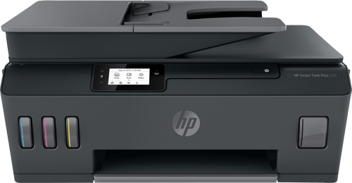 HP Smart Tank Plus 570 Wireless All-in-One - Multifunktionsprinter - farve - blækprinter - kan genopfyldes - Legal (216 x 356 mm) (original) - A4/Legal (medie) - op til 10 spm (kopiering) - op til 11 spm (udskriver) - 100 ark - USB 2.0, Wi-Fi(n), Bluetooth