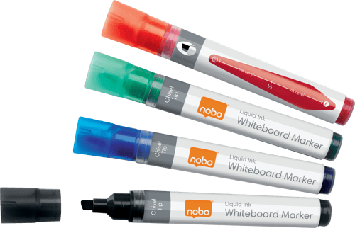 Nobo Penner Flydende Blæk Mejselspids 4mm Blandede Farver 10stk - Whiteboard billede