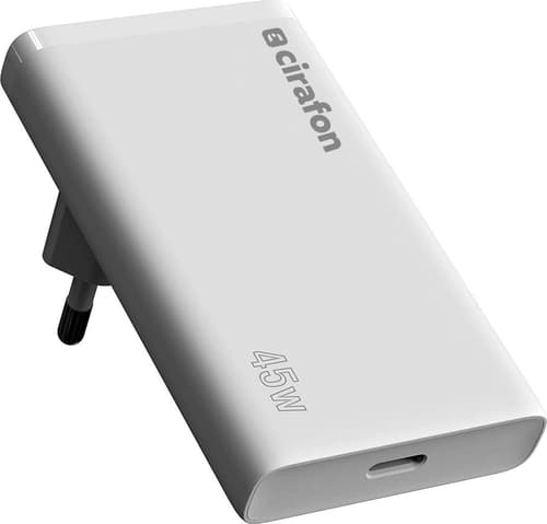 Cirafon Usb-c Seinälaturi 45w Gan Slim Valkoinen