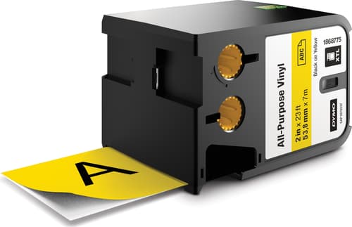 Dymo Tape Vinyl 54mm Sort/gul - Xtl billede