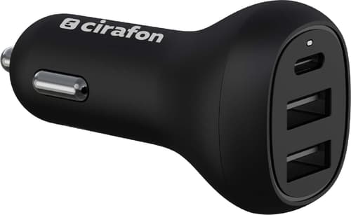 Cirafon 36w Autolaturi Pikalatauksella – Usb-c & Usb-a, 3 Porttia Musta