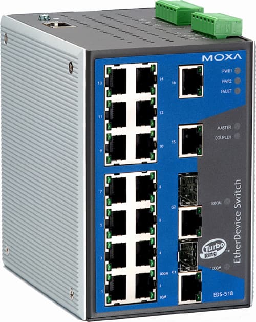 Moxa Eds-518a Managed Industri Switch Hallittu L3+ Hopea