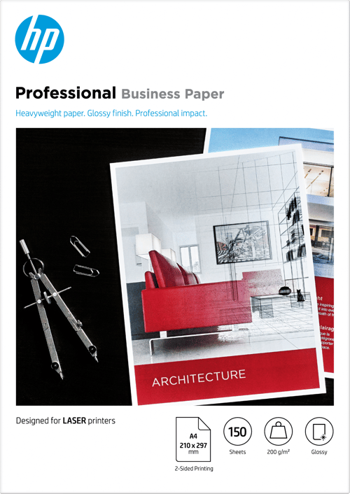 Hp Papir Professional Glossy A4 200 G Laserjet 150 Ark