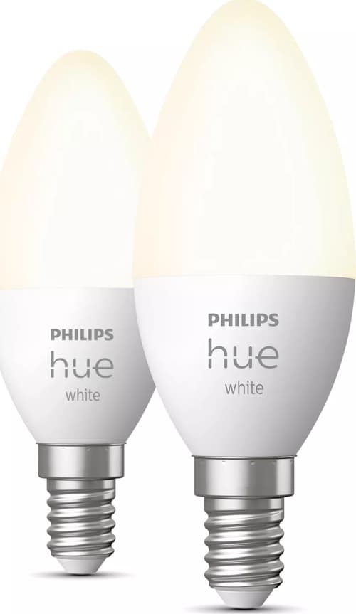 Philips Hvide Hue Pærer Kerte - E14 Pærer - 2-pak