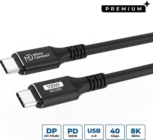 Microconnect Usb4cc05 Usb-kabel Usb4 Gen 3x2 0,5 M Usb C Sort 0.5m Usb-c Usb-c Sort billede