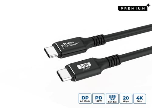 Microconnect Premium Usb-c 3.2 100w 3m. Usb-c Usb-c Sort billede
