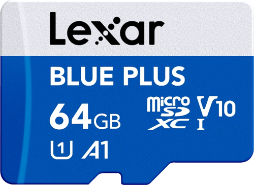 Lexar microSDHC Blue Plus UHS-I with SD adapter, up to 100MB/s read C10/A1/U3 (V30) 64GB