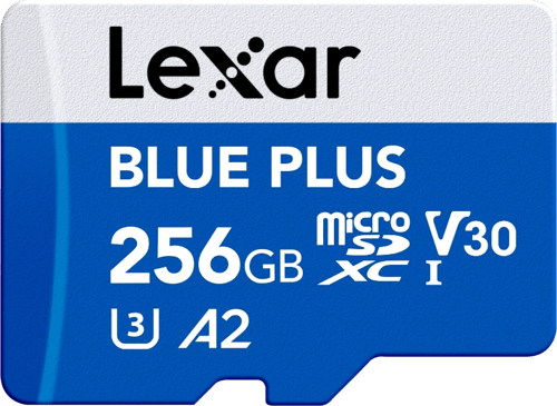 Lexar microSDHC Blue Plus UHS-I with SD adapter, up to 170MB/s read C10/A2/U3 (V30) 256GB - Hukommelseskort