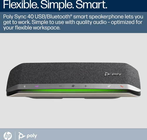 Hp Poly Sync 40+ Microsoft Teams-certificeret Usb-a Usb-c-højttalertelefon +bt700 Usb-a-adapter billede