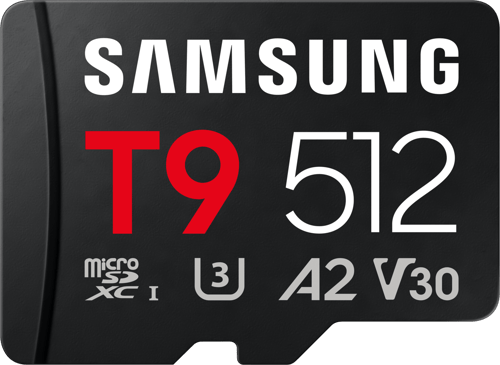 SAMSUNG T9 microSD Speicherkarte 512GB bis zu 200 MB/s Lesen und 130 MB/s Schreiben MB-MH512T/WW