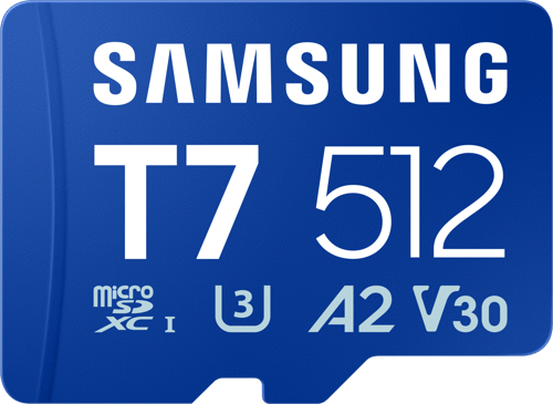 SAMSUNG T7 microSD Speicherkarte 512GB für Smartphones Tablets und Handheld-Konsolen bis zu 170MB/s Lesen MB-MB512T/WW
