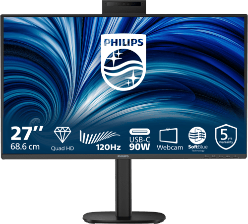 N--PHILIPS 27inch 2560x1440 120Hz IPS Flat H/A 150 MM USB C DOCKING DISPLAY 90W Daisy chain with 27B2N3500J Smart Link Sync