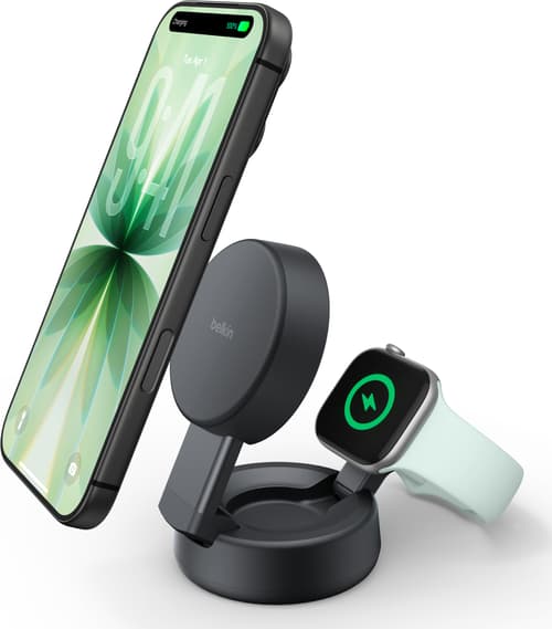 Belkin UltraCharge 25w Qi2 Compact 2in1 for phone and watch Charcoal