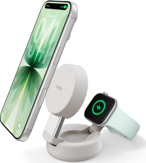 Belkin Ultracharge Pro 2-in-1 Magnetic Charging Dock 25w Qi2 Sand