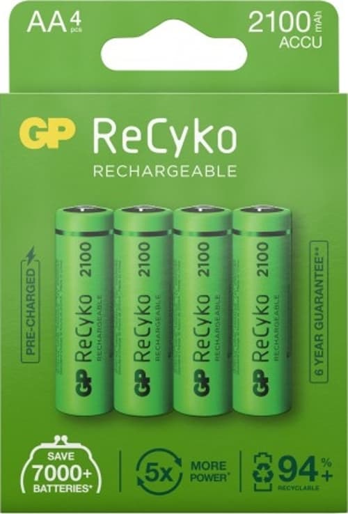 Gp Batteri Recyko 4kpl Aa 2100mah Ladattavaa Akkua