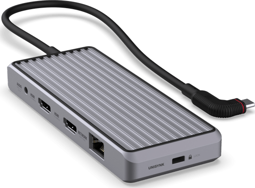 Unisynk 10 Port Dual Screen Hub 4k 100w Grey Usb-c 3.2 Gen 2 (3.1 Gen 2)