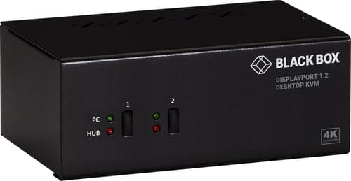Black Box Kvm Switch 2-port Dual-monitor Dp 4k 60hz Usb 3.0 Hub Audio Kvm-kytkin