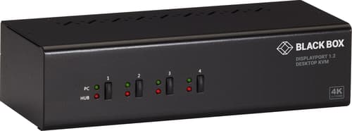 Black Box Kvm Switch 4-port Dual-monitor Dp 4k 60hz Usb 3.0 Hub Audio Kvm-kytkin