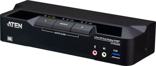 Aten 2‑porttinen Dual Head 8k Kvmpt-kytkin