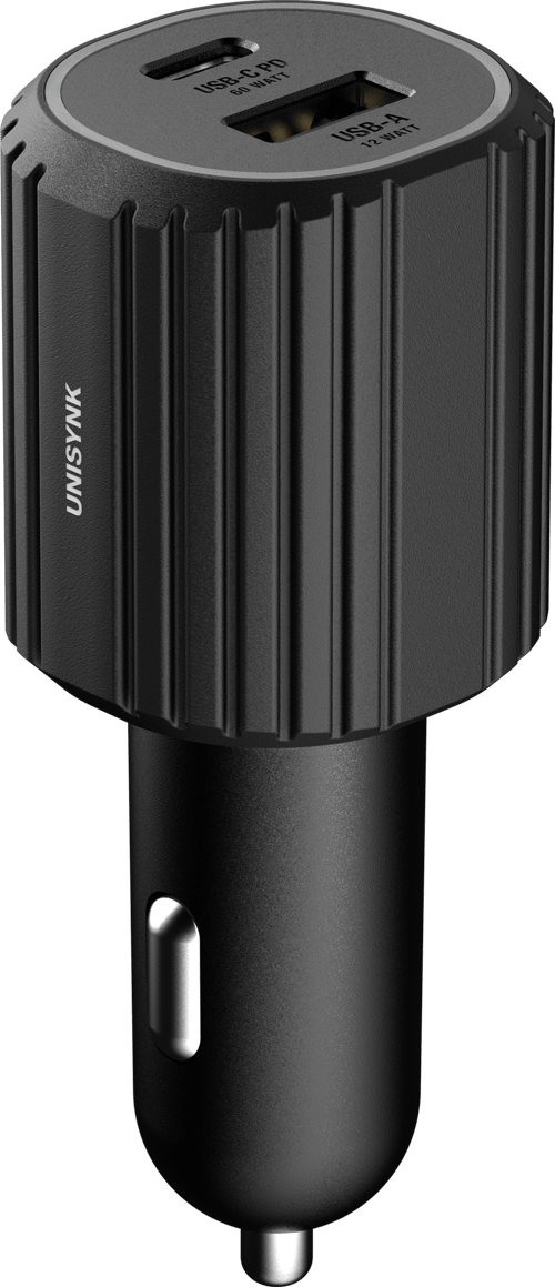 Unisynk Kaksiporttinen Usb-c/a-autolaturi 72w Musta
