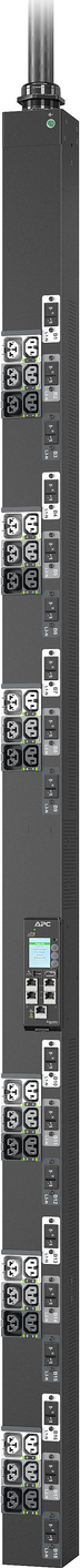 Apc Netshelter Rack Pdu Advanced Switched, 0u, 3 Phase, 415v, 69.0kva 100a, 36 Outlets Tehonjakeluyksikkö 18 Ac-pistorasia(a) Musta