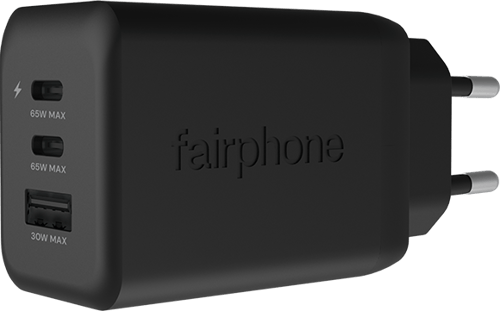 Fairphone 65w Triple Port Fast Charger Musta