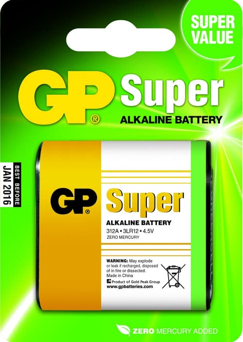 Gp Super Alkaline 4,5V 312A/3LR12 Batteri - 1 stk.