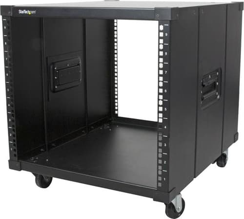 StarTech.com 9U Open Frame Rack Wheels - 4 Post 23" Deep Portable Open Frame Cabinet for 19" Network, Data & Server Equipment - 220 lbs capacity