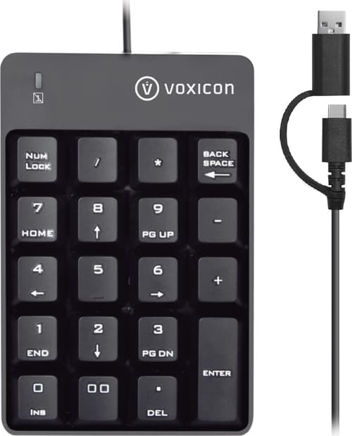 Voxicon Dnp-051w Trådbunden Numpad Usb-c Med Usb-a-adapter