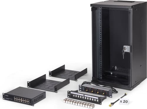 DIGITUS SOHO Pro netværkssæt, 10" vægmonteret rack - 12U, 31,5 × 30,0 cm (B × D)