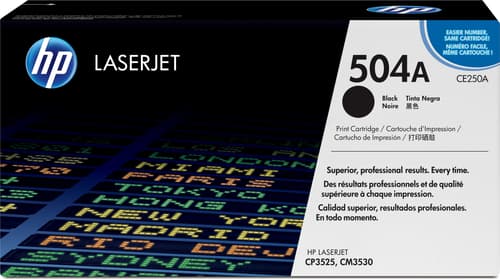 HP 504A - Sort - original - LaserJet - tonerpatron (CE250A) - for Color LaserJet CM3530 MFP, CM3530fs MFP, CP3525, CP3525dn, CP3525n, CP3525x