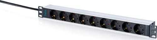 Digitus 1u Aluminum Pdu, Rackmountable, 9x Safety Outlet Strømforsyningsenhed (pdu) 9 Ac Stikkontakt(er) Sort, Sølv