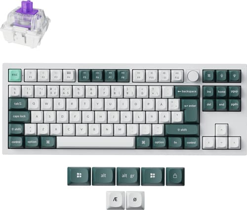 Keychron Q3 HE 80% Knob Wireless Tri-Mode QMK - Gateron 2.0 Magnetic Switch - Shell White - Gaming Tastatur - Uden Numpad - Nordisk - Hvid