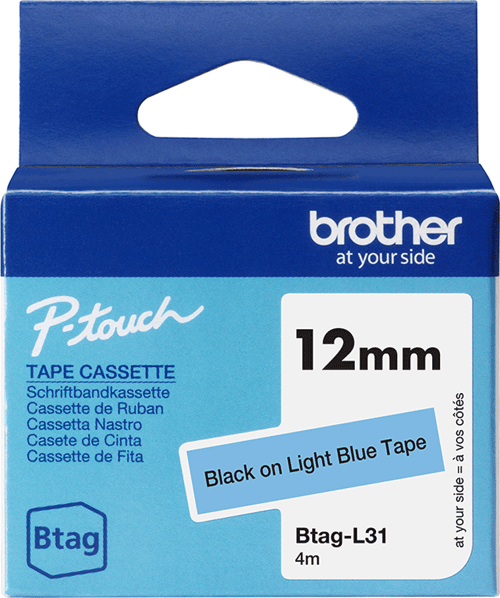 Brother Tape Btag-l31 12mm Sort/lyseblå
