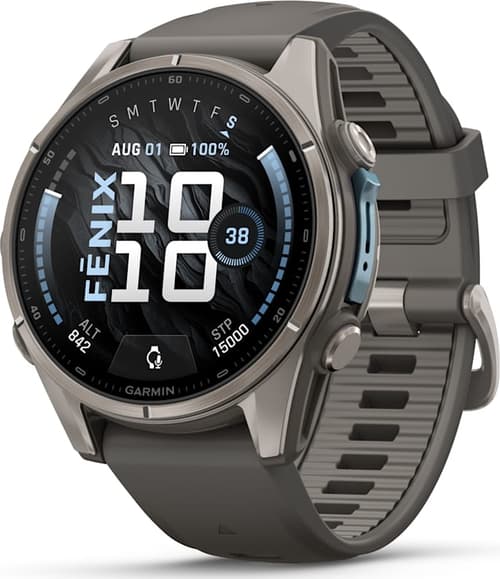 Garmin Fenix 9 43mm Titanium With Fog Grey Silicone Band
