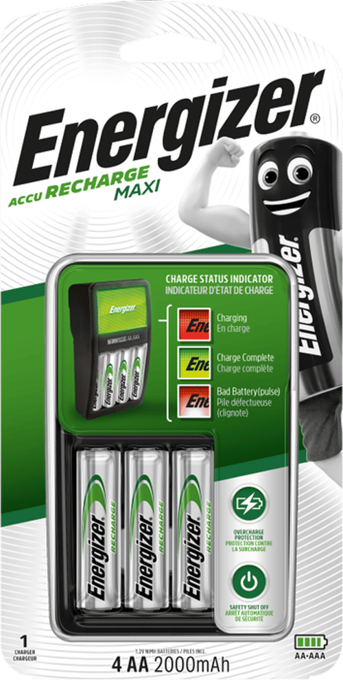 Energizer Maxi Oplader + 4xaa 2000mah Batteri