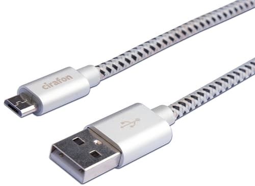 Cirafon Micro Usb- Kabel 2m Usb-a Micro Usb-b Svart, Hvit